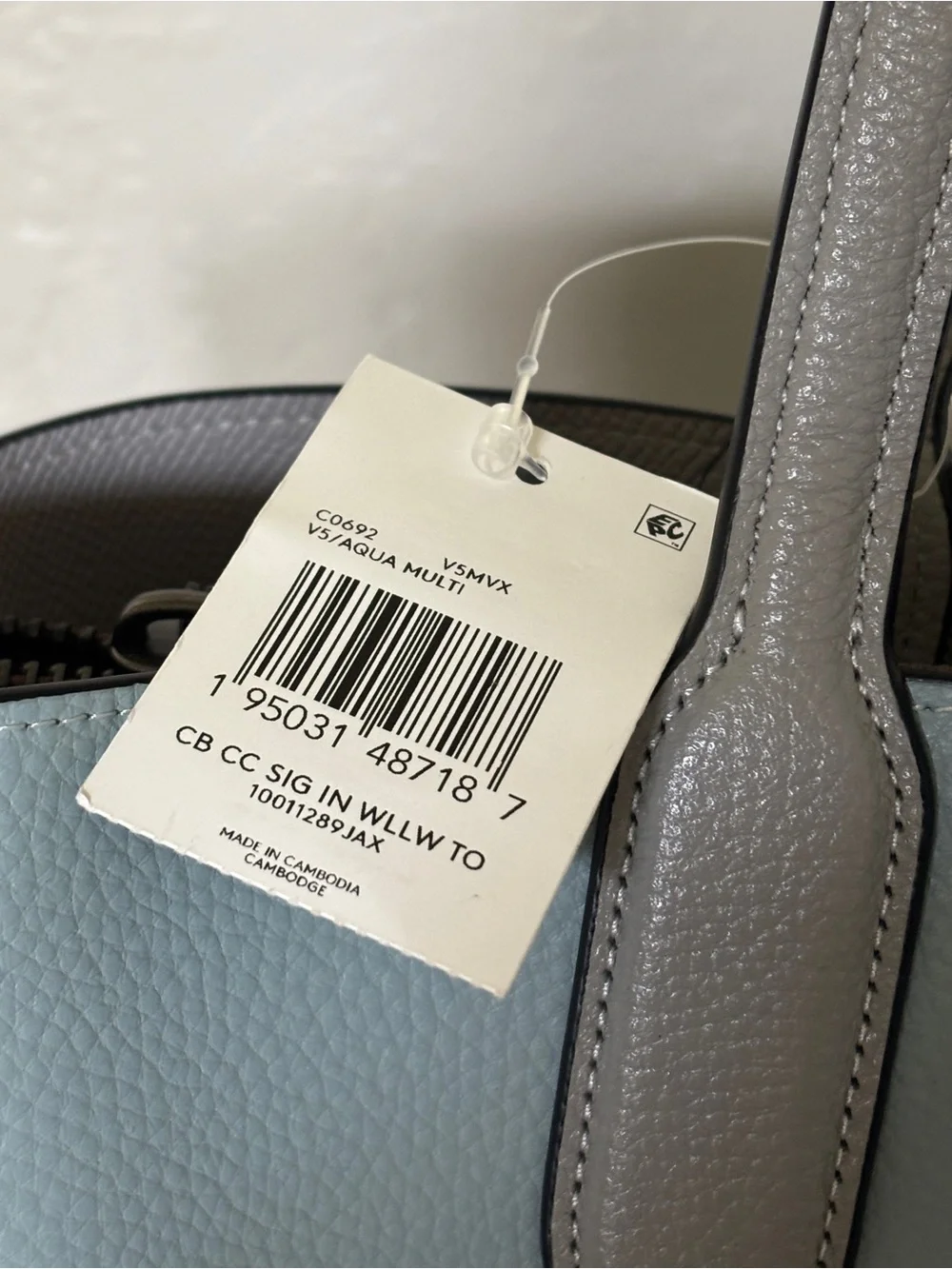 Coach Willow Aqua Blue Signature Leather Tote Bag! New 🌸